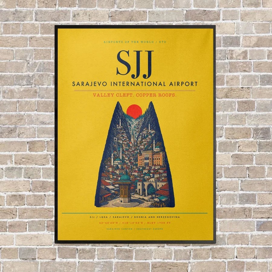 Sarajevo International Airport SJJ - Canvas Framed - Yellow