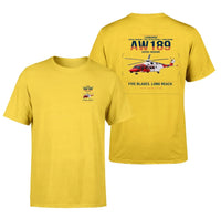 Thumbnail for Leonardo AW189 design on yellow t-shirt, double-side print