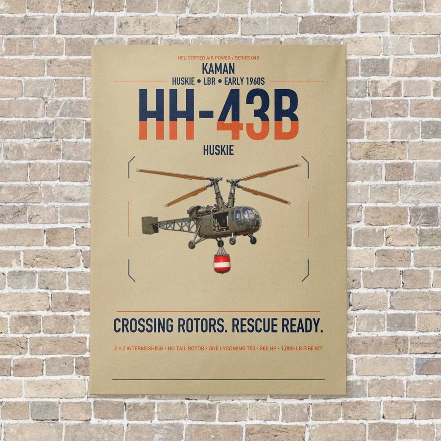 Kaman HH-43B Huskie vertical canvas print - no frame - beige background