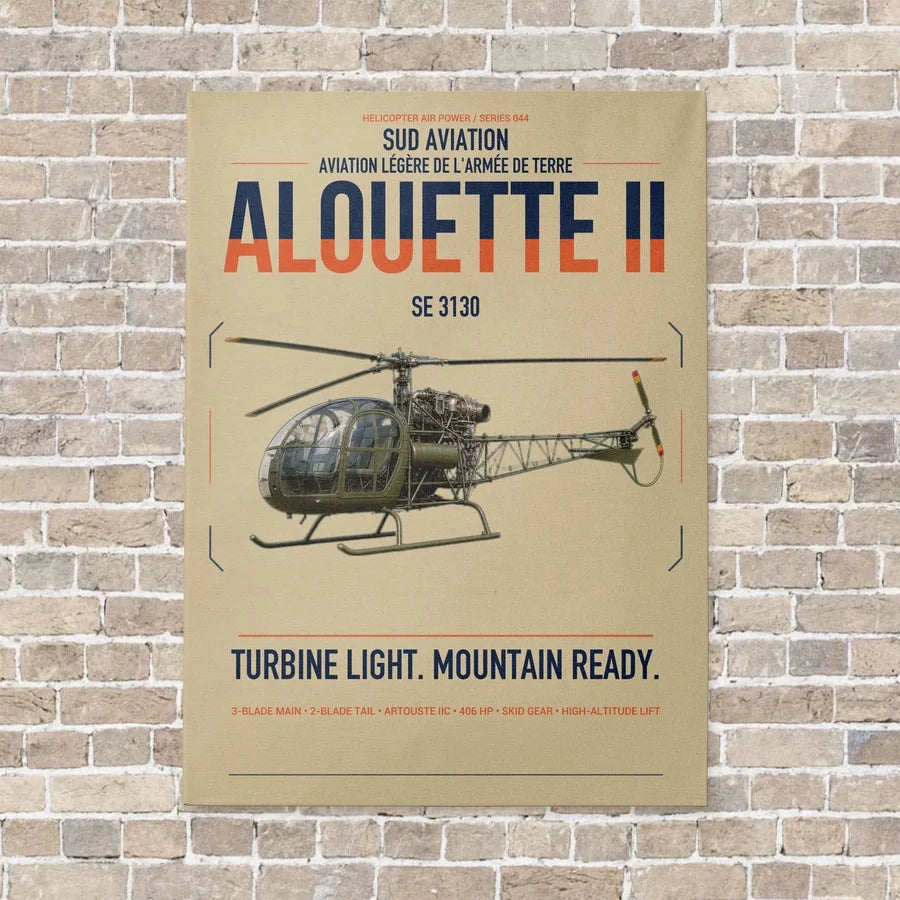 Sud Aviation SE 3130 Alouette II vertical canvas print - no frame - beige background