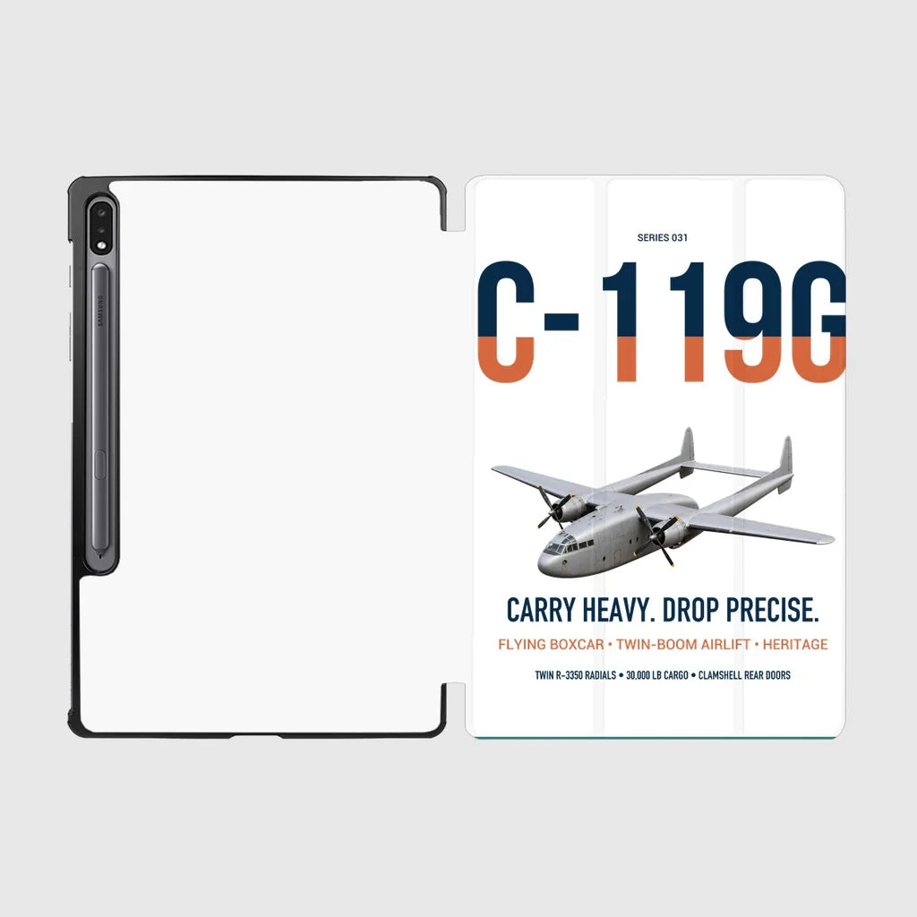 C-119G Flying Boxcar design on white samsung tablet tablet case