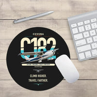 Thumbnail for Cessna 182 Skylane design on black round mouse pad