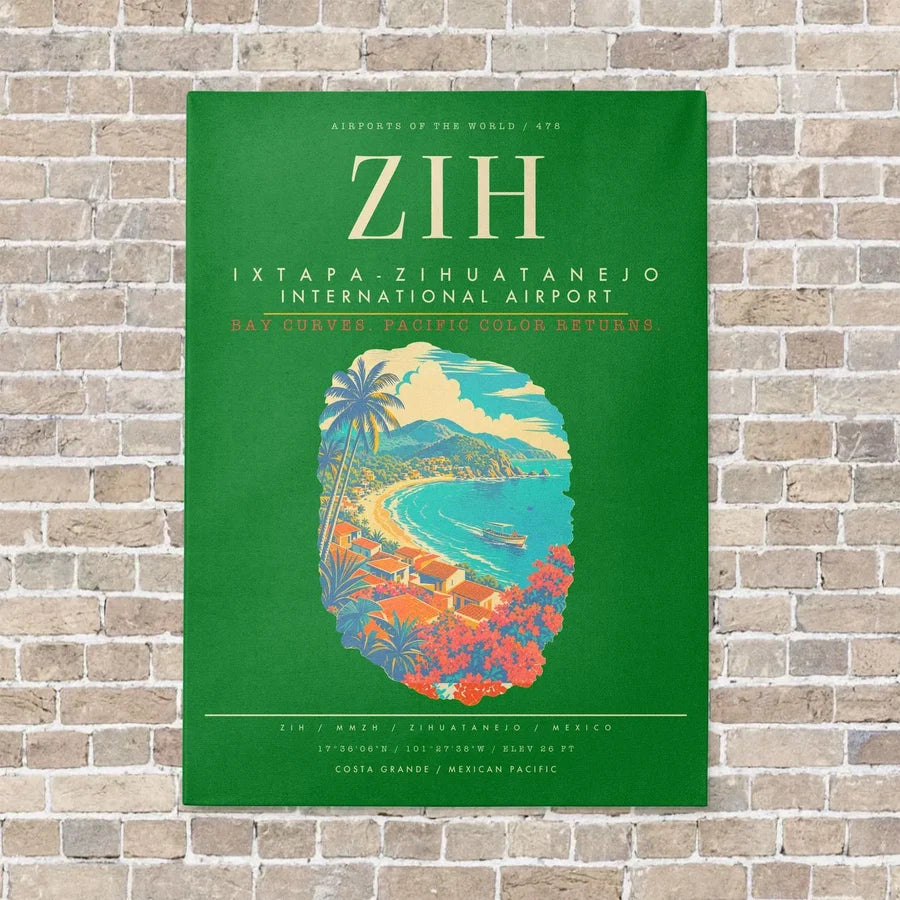 Ixtapa-Zihuatanejo International Airport ZIH - Canvas Framed - Green
