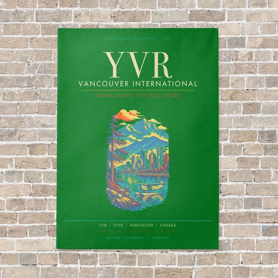 Vancouver International Airport YVR - Canvas Framed - Green