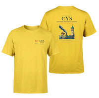 Thumbnail for Cheyenne Regional Airport (CYS) design printed on yellow double-side t-shirt