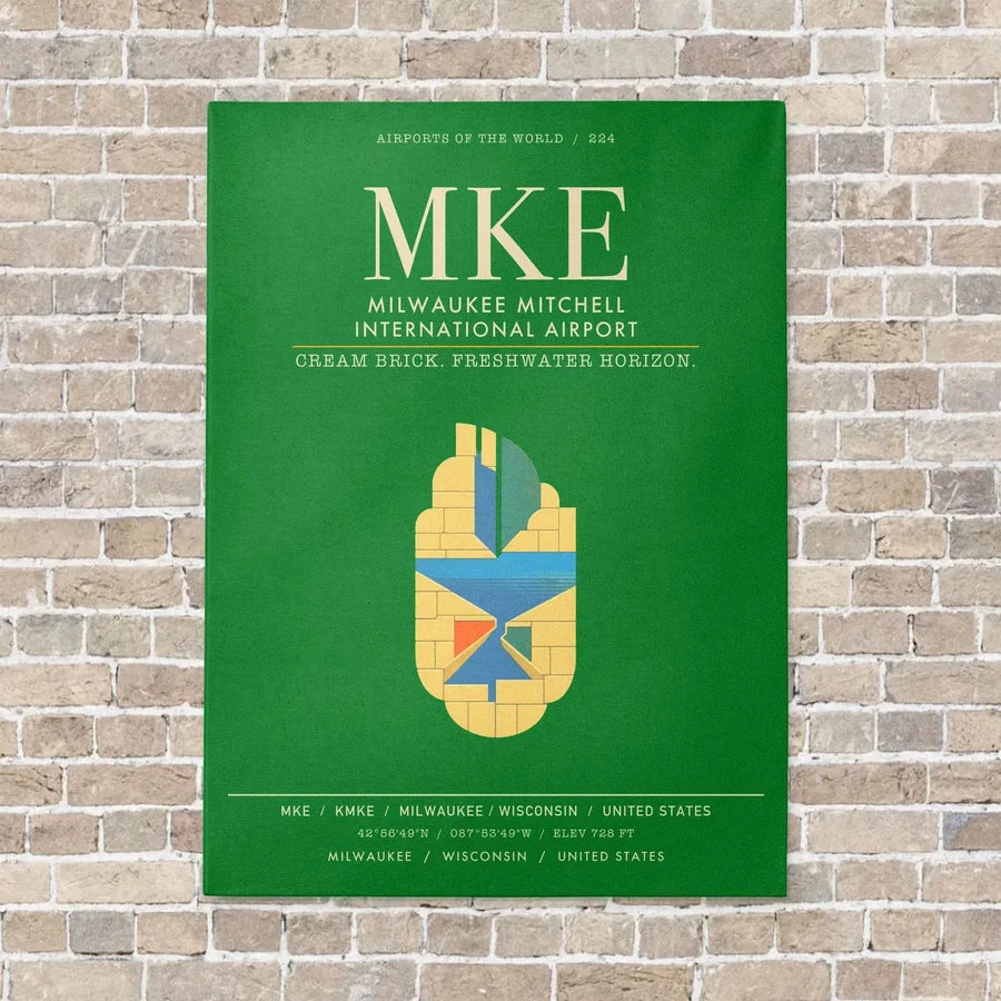 Milwaukee Mitchell International Airport MKE - Canvas Framed - Green