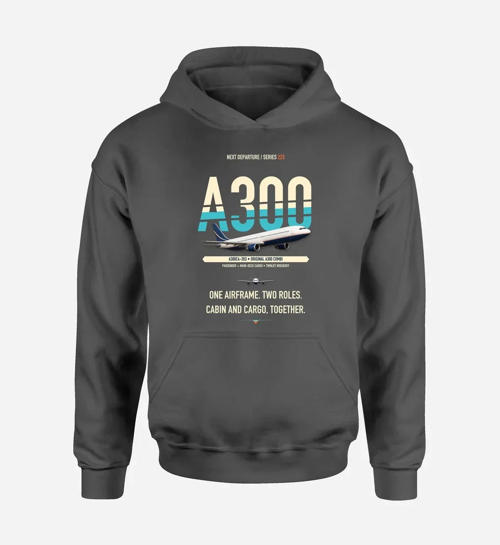 Airbus A300C4-203 design on dark gray hoodie single side