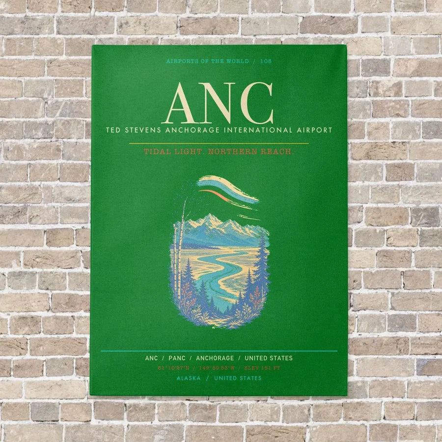 Ted Stevens Anchorage International Airport ANC - Canvas Framed - Green