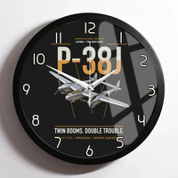 Thumbnail for P-38J Lightning design on black framed wall clock