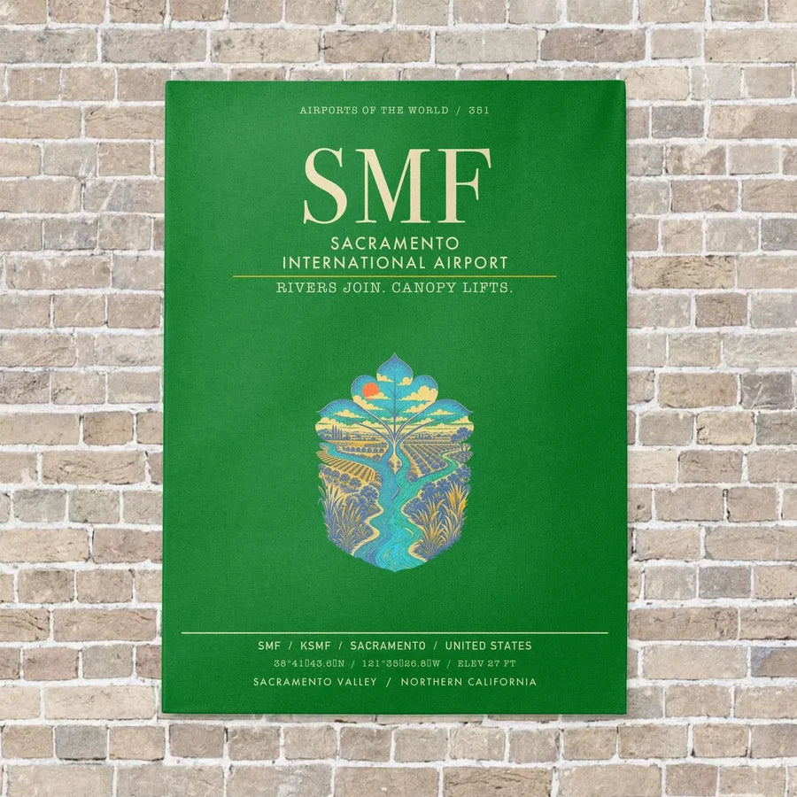 Sacramento International Airport SMF - Canvas Framed - Green