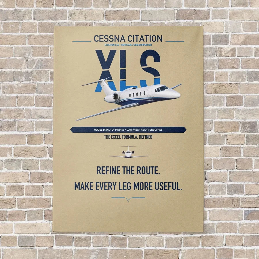 Cessna Citation XLS vertical canvas print - no frame - beige background