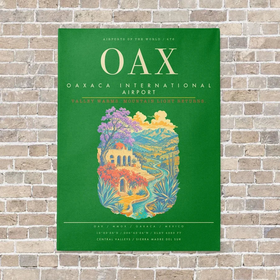 Oaxaca International Airport OAX - Canvas Framed - Green