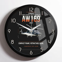 Thumbnail for Leonardo AW169 design on black framed wall clock