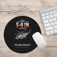 Thumbnail for Sikorsky S-61N design on black round mouse pad