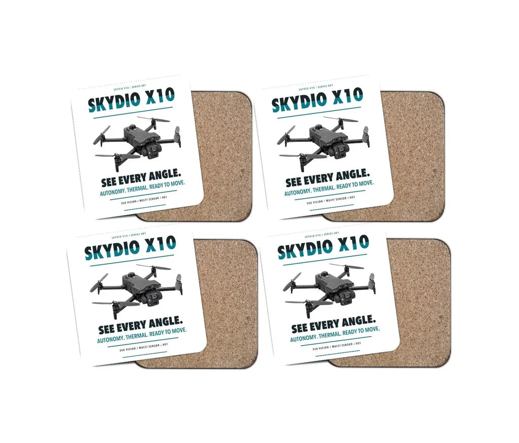 Skydio X10 design on white 4 pieces set coaster