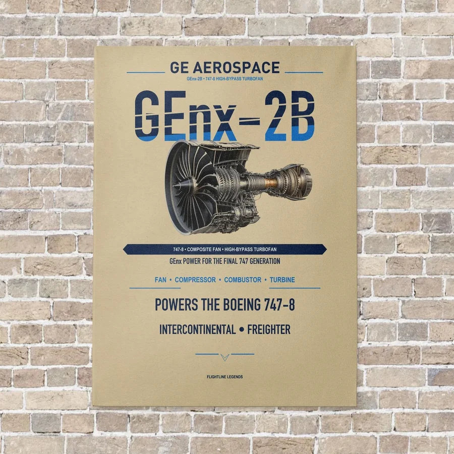 GEnx-2B vertical canvas print - no frame - beige background