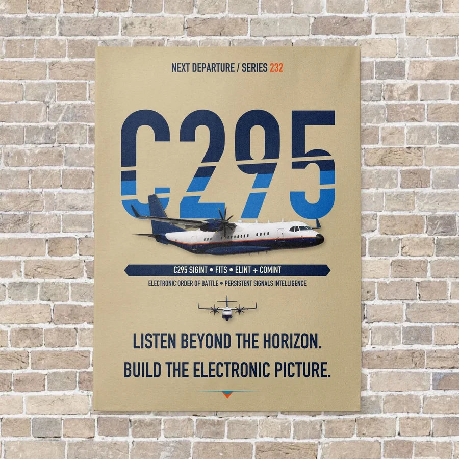 Airbus C295 SIGINT vertical canvas print - no frame - beige background
