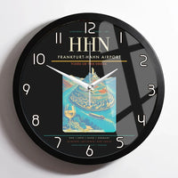 Thumbnail for Frankfurt-Hahn Airport (HHN) design on black framed wall clock