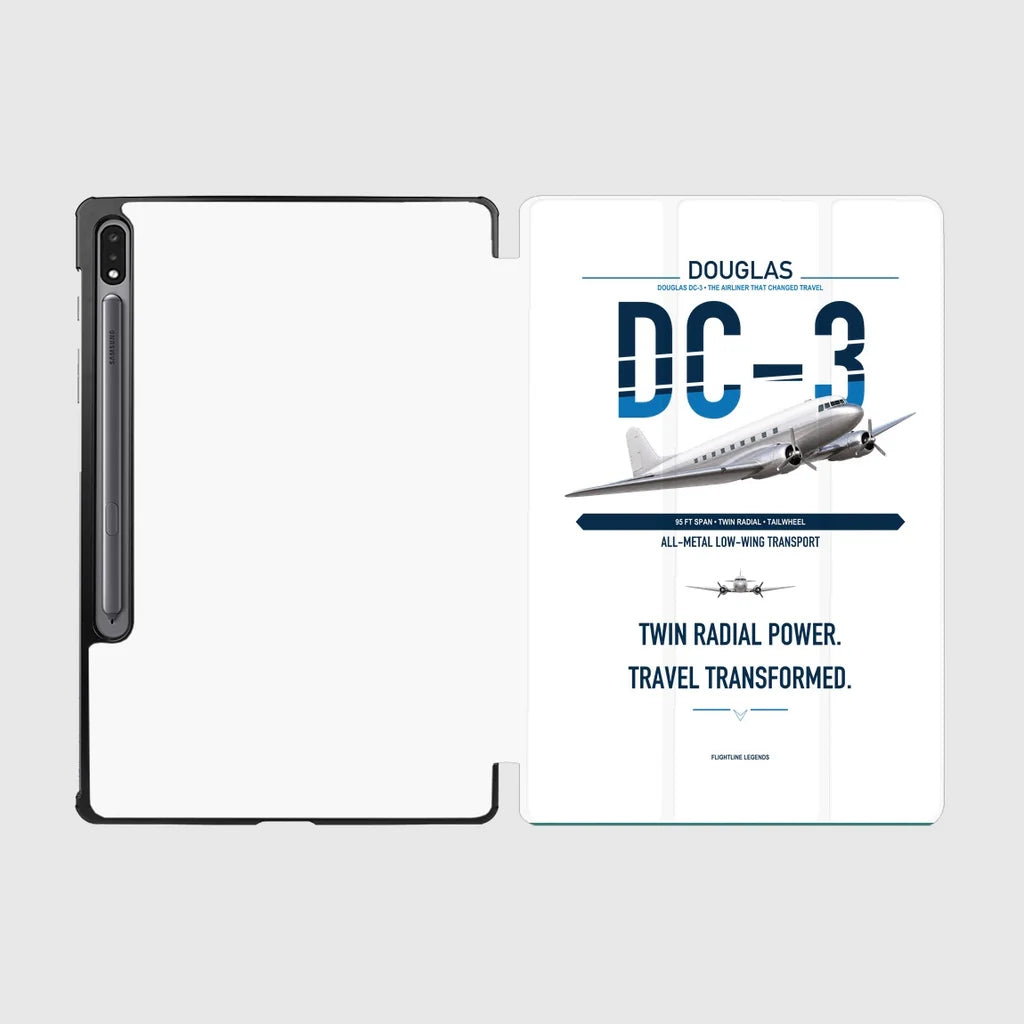 Douglas DC-3 design on white samsung tablet tablet case