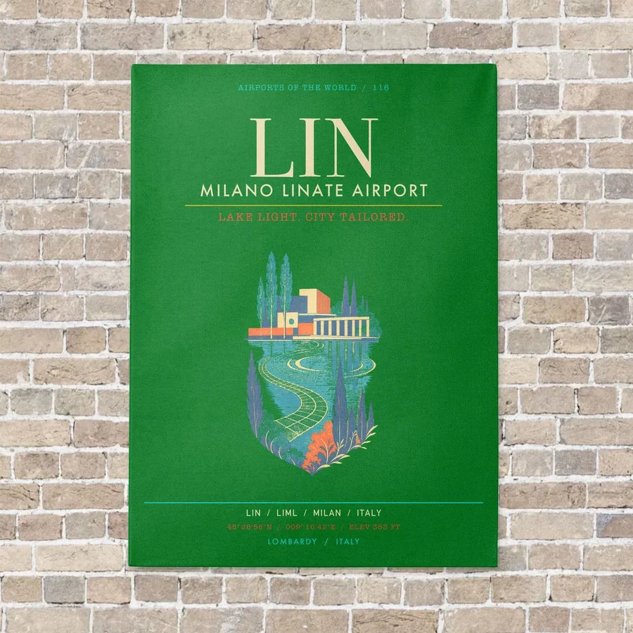 Milano Linate Airport LIN - Canvas Framed - Green