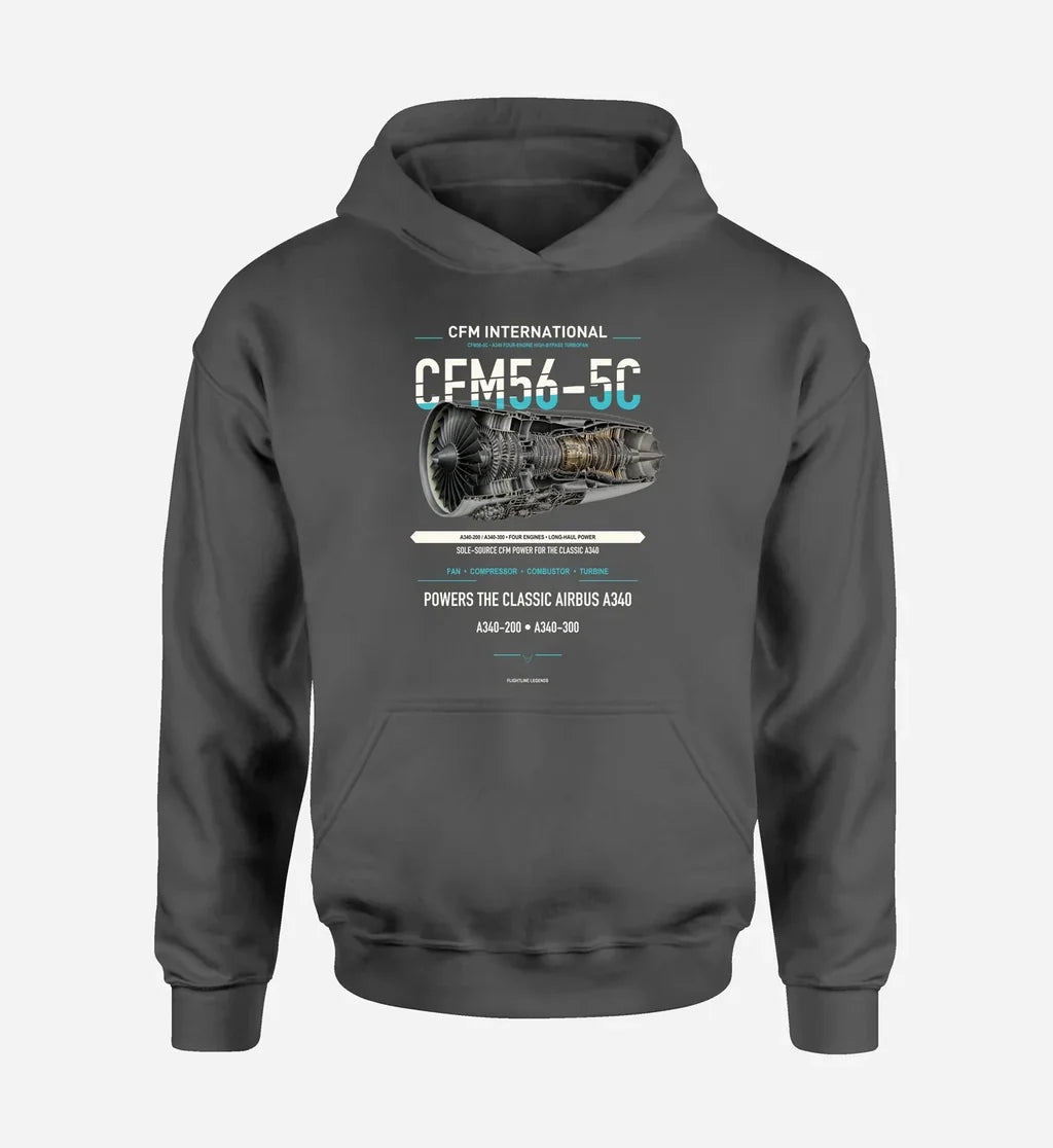 CFM56-5C design on dark gray hoodie single side