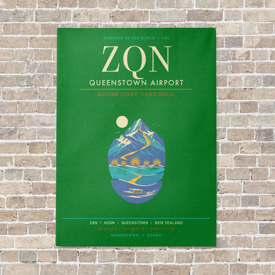 Queenstown Airport ZQN - Canvas Framed - Green