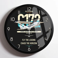 Thumbnail for Cessna 172 Skyhawk design on black framed wall clock