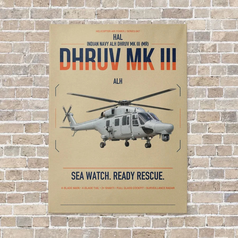 HAL ALH Dhruv Mk III vertical canvas print - no frame - beige background