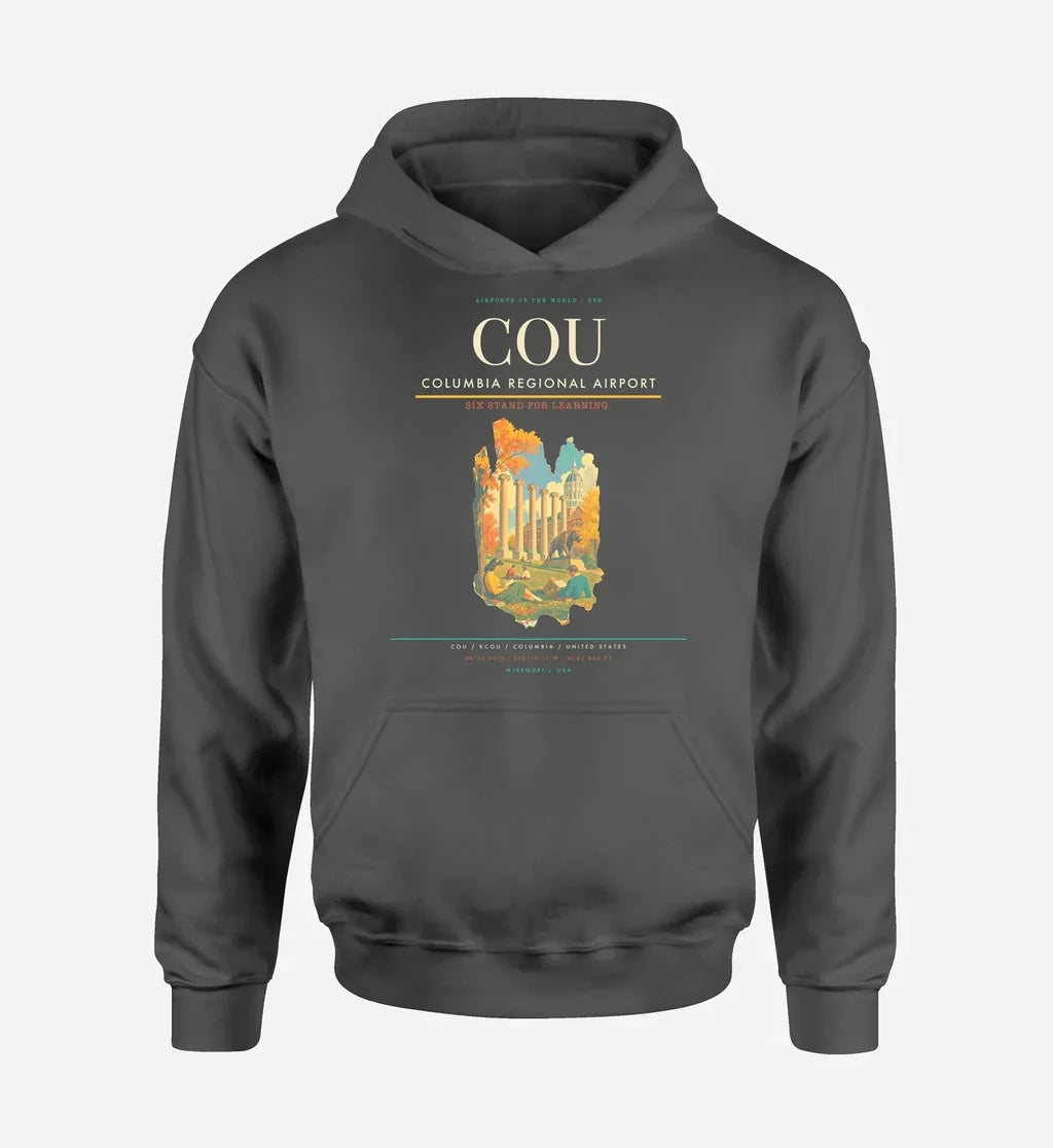 Columbia Regional Airport (COU) design on dark gray hoodie single-side print