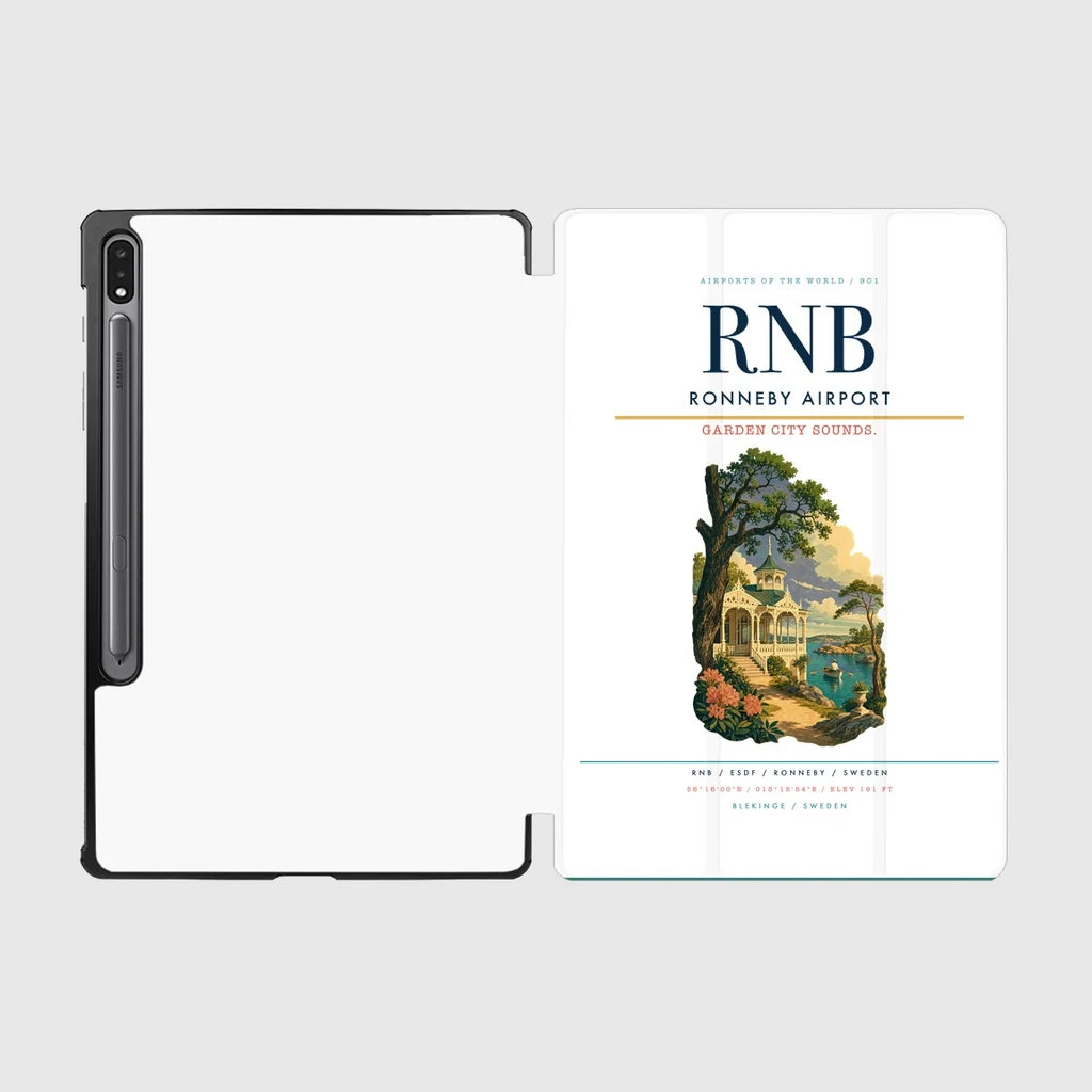Ronneby Airport (RNB) design on white samsung tablet tablet case