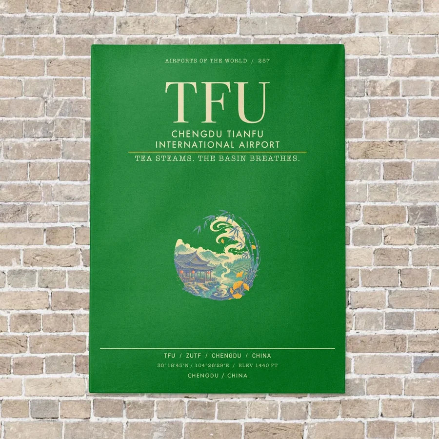 Chengdu Tianfu International Airport TFU - Canvas Framed - Green
