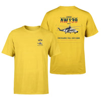 Thumbnail for Leonardo AW139 design on yellow t-shirt, double-side print