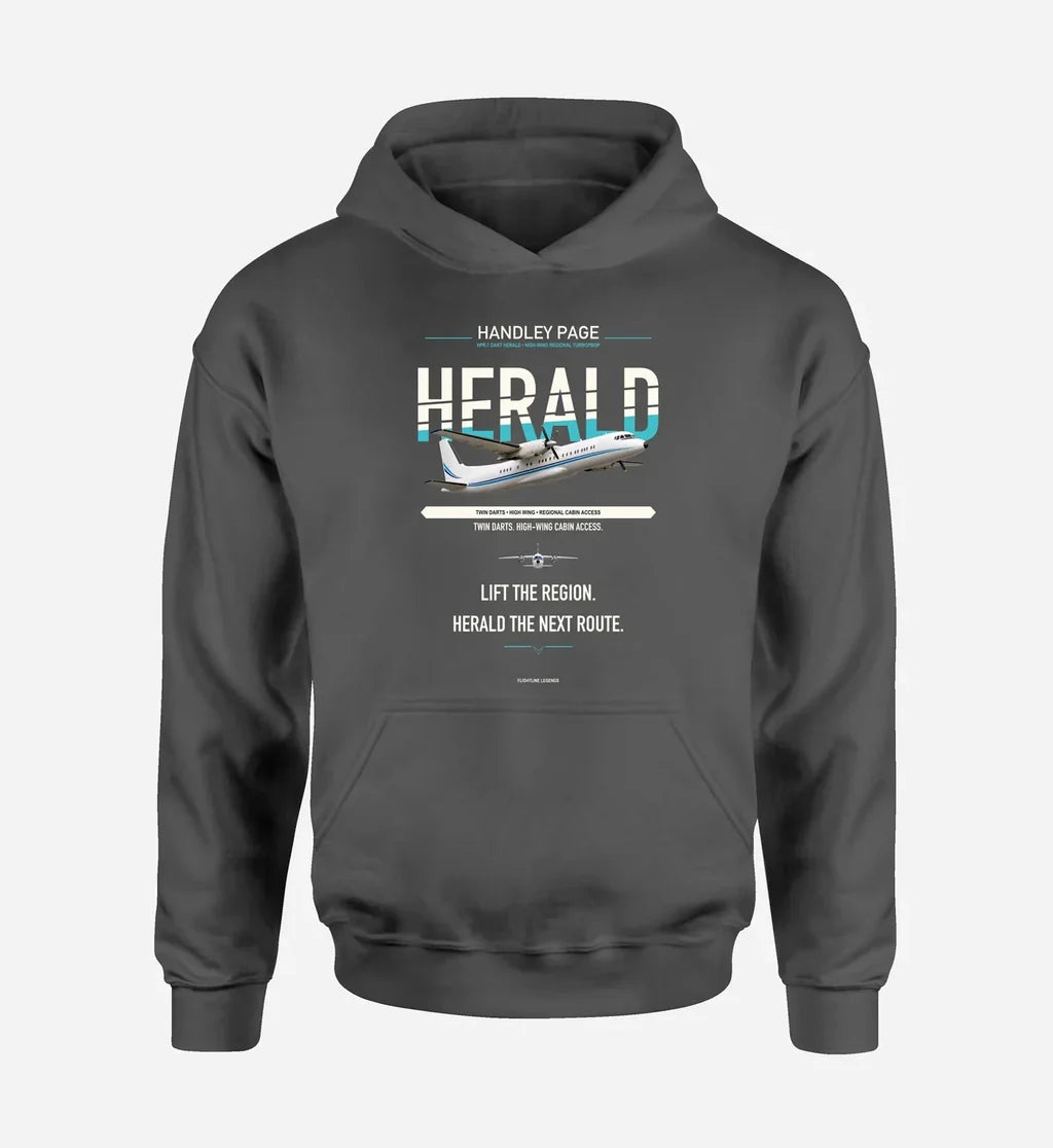 Handley Page HPR.7 Dart Herald design on dark gray hoodie single side