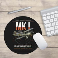 Thumbnail for Fairey Swordfish Mk I design on black round mouse pad