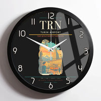 Thumbnail for Turin Airport (TRN) design on black framed wall clock