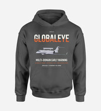 Thumbnail for Saab GlobalEye design on dark gray double-side hoodie, single-side print