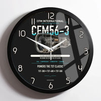 Thumbnail for CFM56-3 design on black framed wall clock