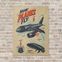 Thumbnail for How Planes Fly V2 vertical canvas print - no frame - beige background