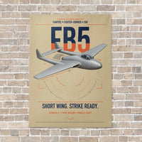 Thumbnail for de Havilland Vampire FB5 vertical canvas print - no frame - beige background