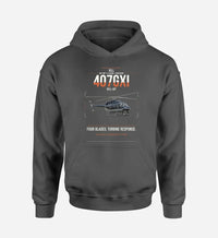 Thumbnail for Bell 407GXi design on dark gray double-side hoodie, single-side print