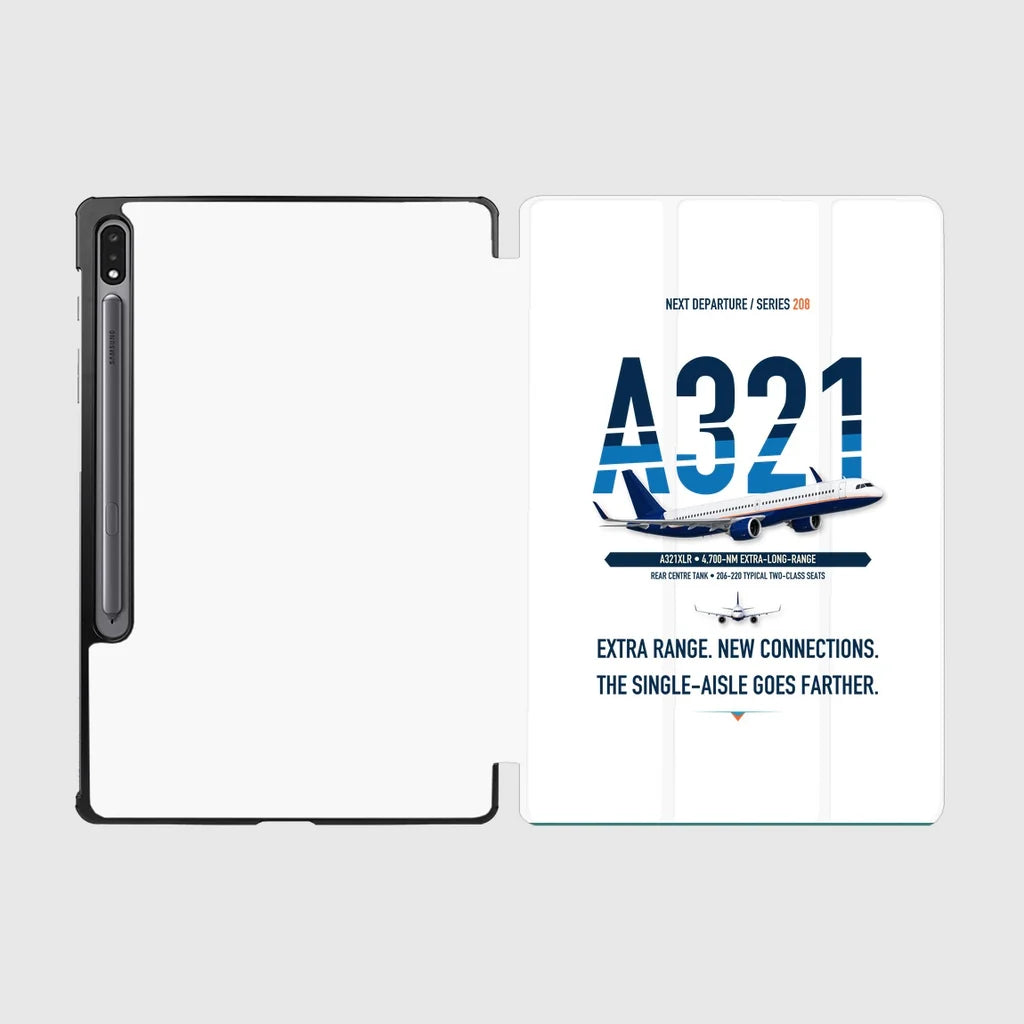 Airbus A321XLR design on white samsung tablet tablet case