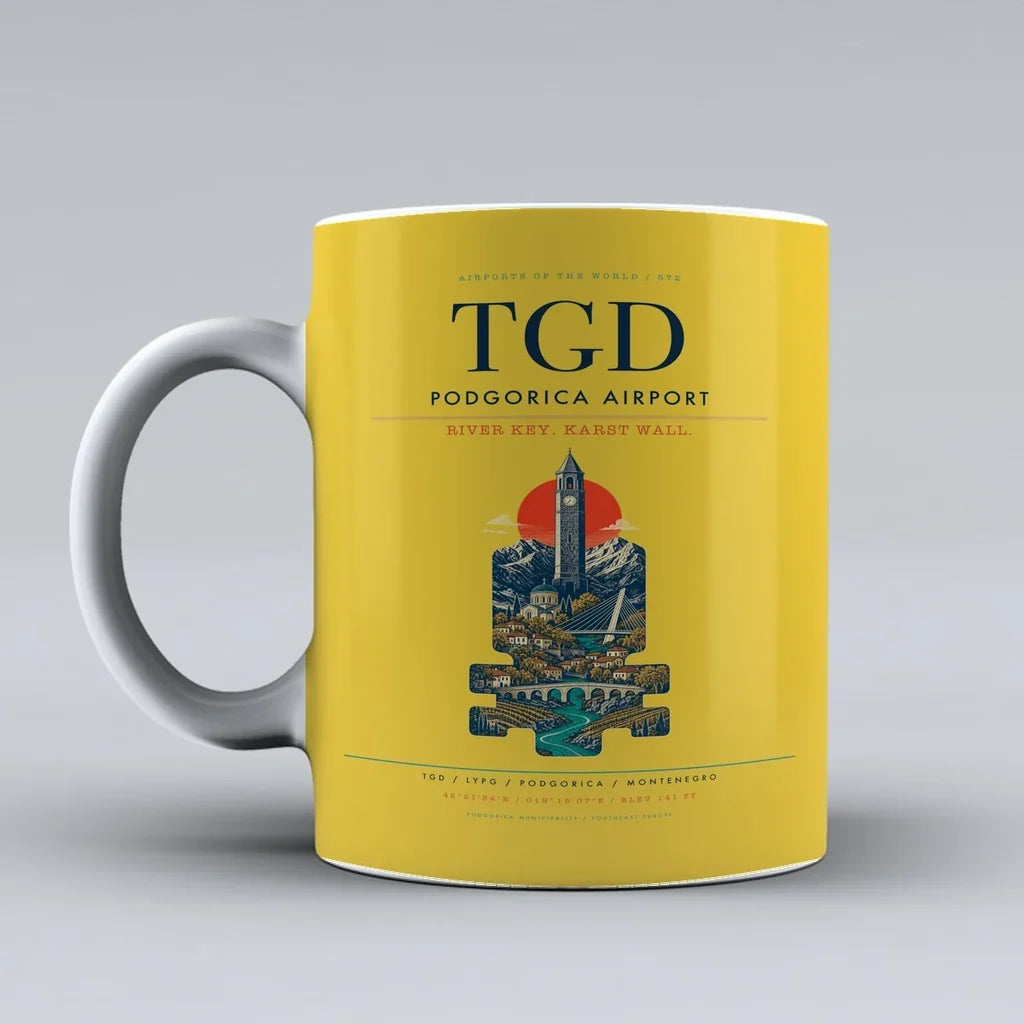 Podgorica Airport TGD Mug - Yellow
