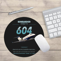 Thumbnail for Bombardier Challenger 604 design on black round mouse pad