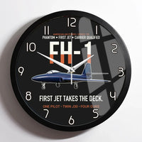 Thumbnail for FH-1 Phantom First Jet Takes the Deck design on black framed wall clock