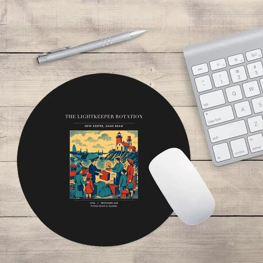 VINTAGE G4418 - The Lightkeeper Rotation - Designed Mouse Pads design on black round