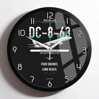 Thumbnail for Douglas DC-8-63 design on black framed wall clock