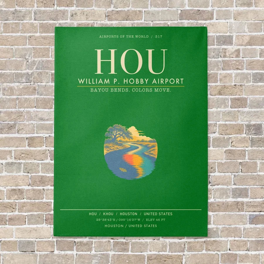 William P. Hobby Airport HOU - Canvas Framed - Green