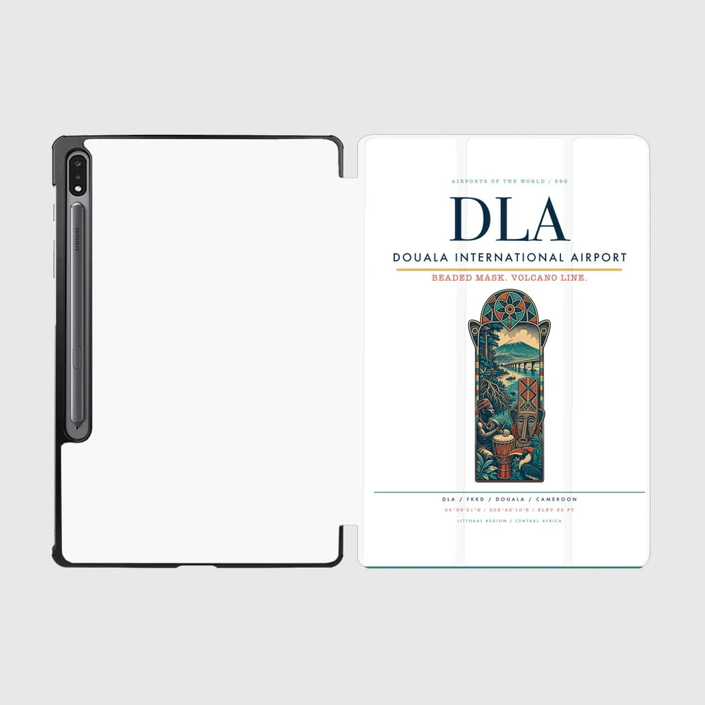 Douala International Airport (DLA) design on white samsung tablet tablet case