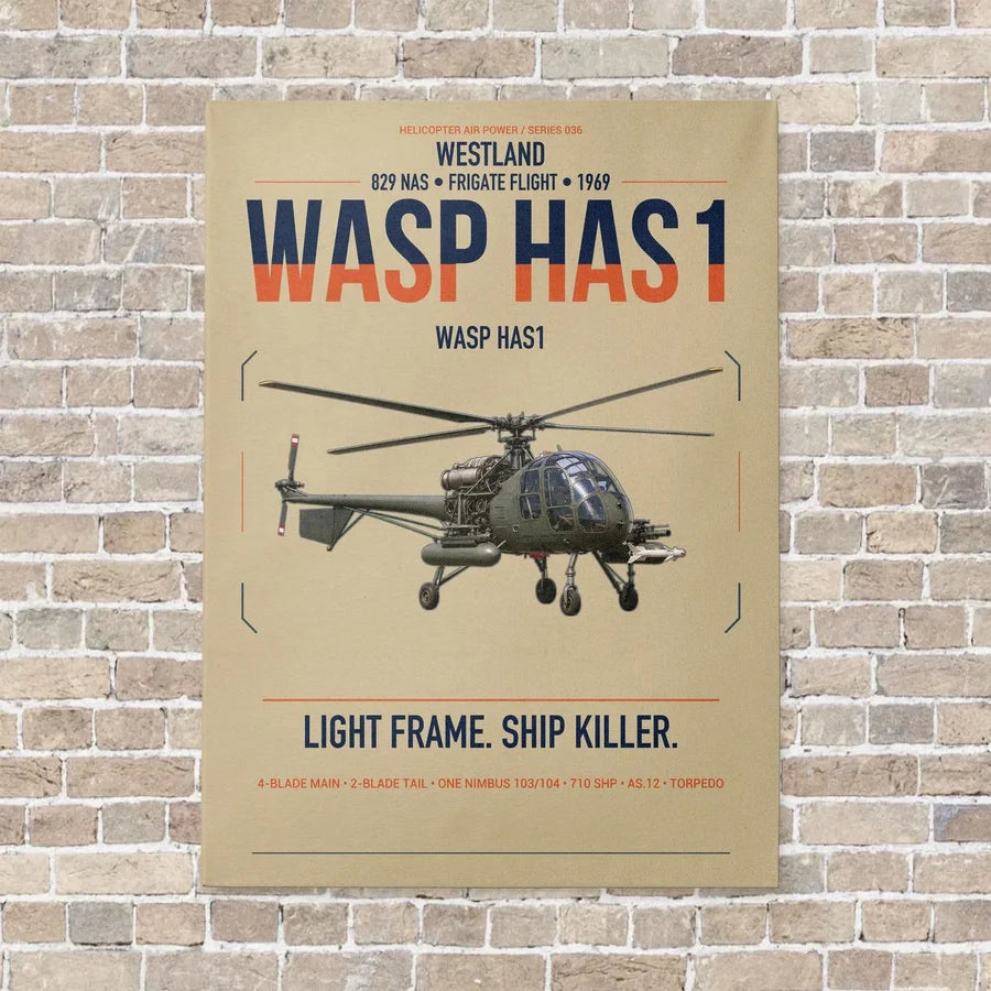 Westland Wasp HAS1 vertical canvas print - no frame - beige background