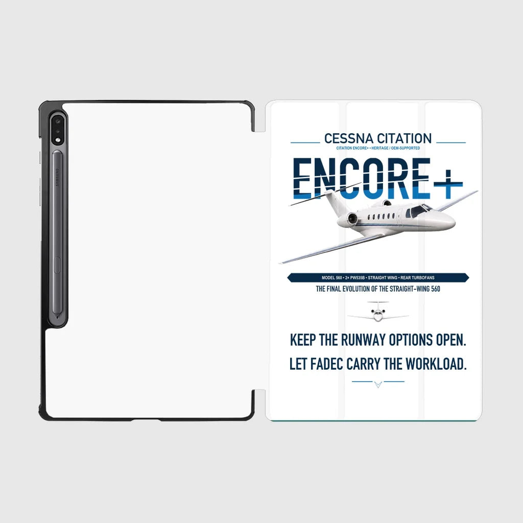 Cessna Citation Encore+ design on white samsung tablet tablet case